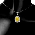 Halskette 925 Silber Zirkonia gelber natürlicher Saphir