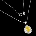 Halskette 925 Silber Zirkonia gelber natürlicher Saphir