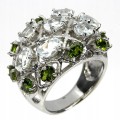 Ring natürliche Aquamarin Diopside Größe 13,5