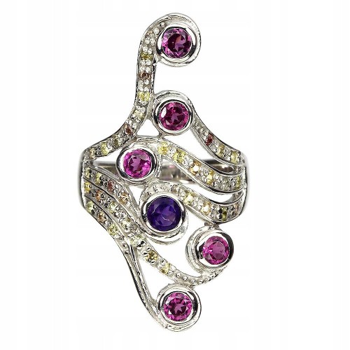 Silberring Größe 17 Granate Saphire Amethyst