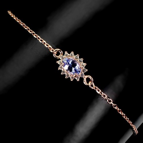 Zartes Silberarmband mit natürlichem Tansanit