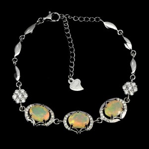 Silberarmband Feueropale 925 Zirkonia 23