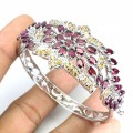 Armband aus 925er Sterlingsilber mit natürlichen Granaten und Saphiren