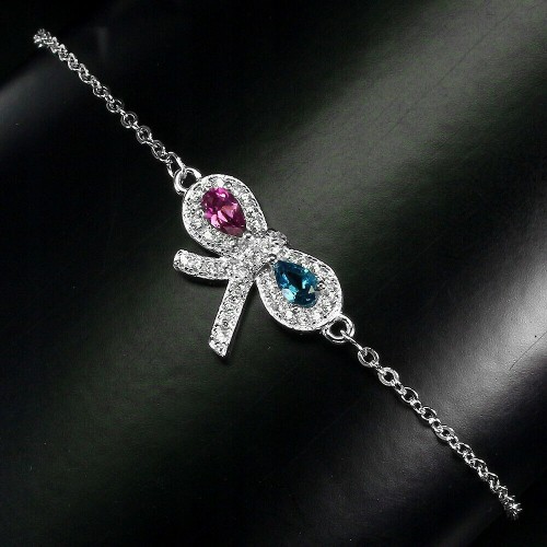 Zartes Armband 925 Topas London Blue Granat
