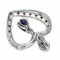 Silberner Herz Anhänger mit natürlichem Granat Amethyst