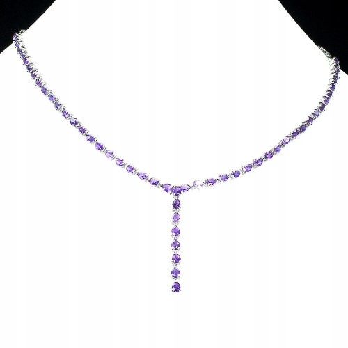 Halskette aus 925er Sterlingsilber mit wunderschönen natürlichen Amethysten