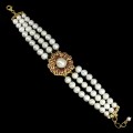 Silbernes Armband mit natürlicher Rubin Perlen Blume