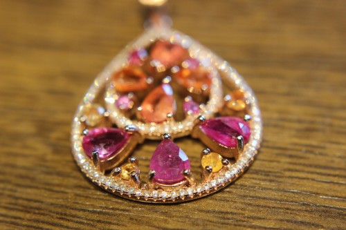 Silberanhänger Rubine Saphire 925