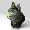 Geschnitzter Labradorit Wolf Naturstein 134,87 ct