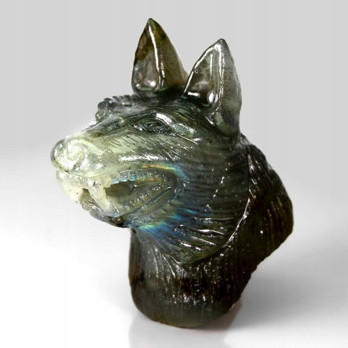 Geschnitzter Labradorit Wolf Naturstein 134,87 ct