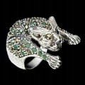 Ring Tiger Smaragde Markasit Größe 14 Sterlingsilber