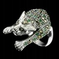 Ring Tiger Smaragde Markasit Größe 14 Sterlingsilber