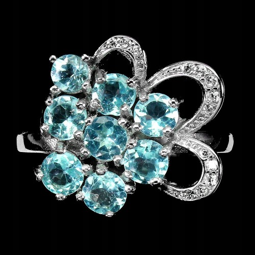 Ring natürlicher Apatit 925 Zirkonia Größe 16