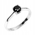 Ring schwarzer Diamant 0,70 ct Silber 925 Größe 17