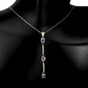 Halskette aus Sterlingsilber 925 mit natürlichen Tansanit Zirkonia