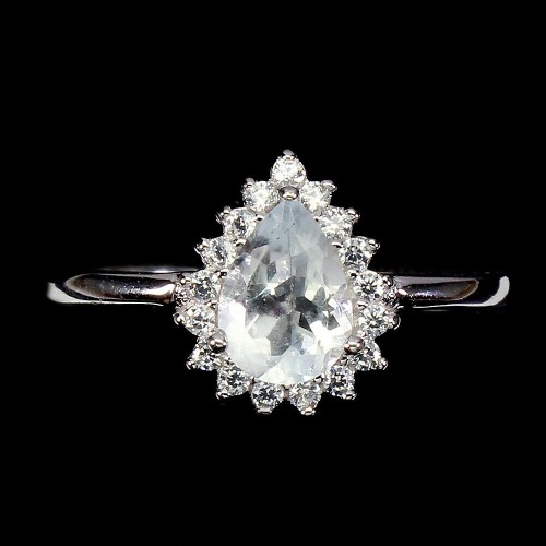 Ring Größe 17 zarter Aquamarin mit 925 Zirkonia