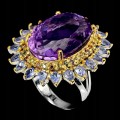 Natur Ring 31 Karat Amethyst Tansanit Größe 21,5