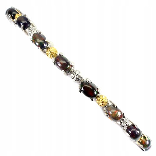 Silberarmband 925 schwarze Naturopale