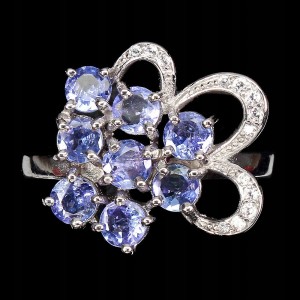 Silberring Größe 16 Tansanite mit 925 Zirkonia
