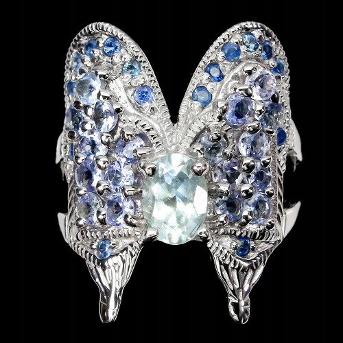 Ring Größe 16,5 Tansanite Saphire Aquamarin 925
