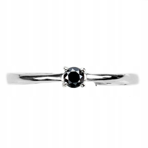 Ring schwarzer Diamant 0,135 ct Silber Größe 14