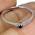 Ring schwarzer Diamant 0,135 ct Silber Größe 14