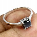 Ring 925 schwarzer Diamant 0,895 ct Silber Größe 14