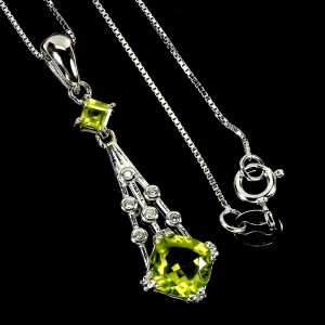 Silberkette mit natürlichen Olivin Zirkonia 925