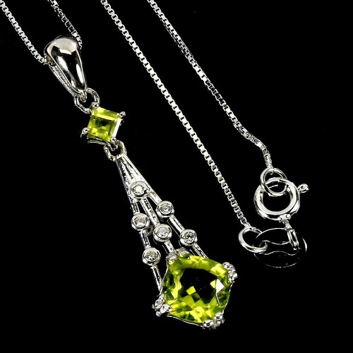 Silberkette mit natürlichen Olivin Zirkonia 925