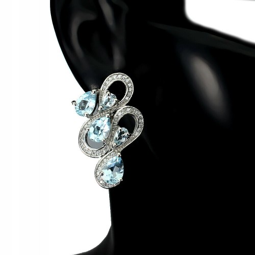 Ohrringe 925 Naturtopas Sky Blue Zirkonia 4