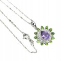 Halskette aus 925er Silber mit natürlichem Diopsid Amethyst