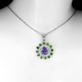 Halskette aus 925er Silber mit natürlichem Diopsid Amethyst
