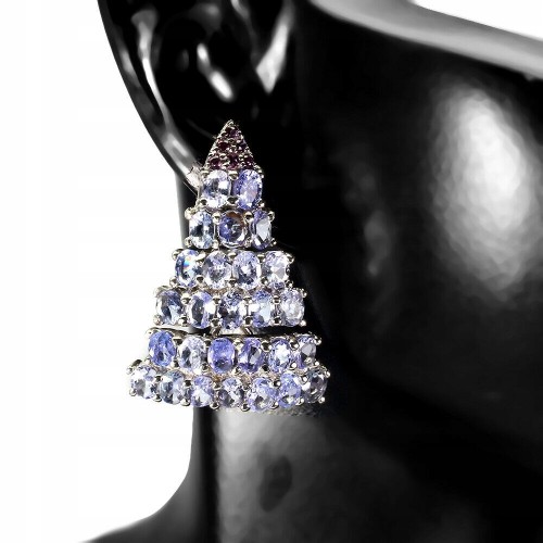 Natürliche Tansanit Granat Ohrringe aus 925 Silber 4