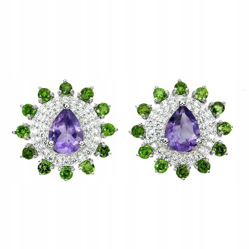 925 Amethyste Ohrringe Diopsid Silber natur 4