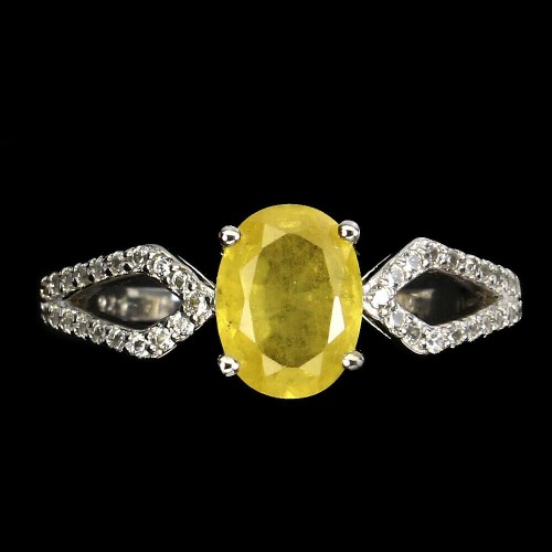 Ring natürlicher gelber Saphir weißer Topas Größe 14