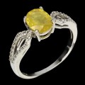 Ring natürlicher gelber Saphir weißer Topas Größe 14