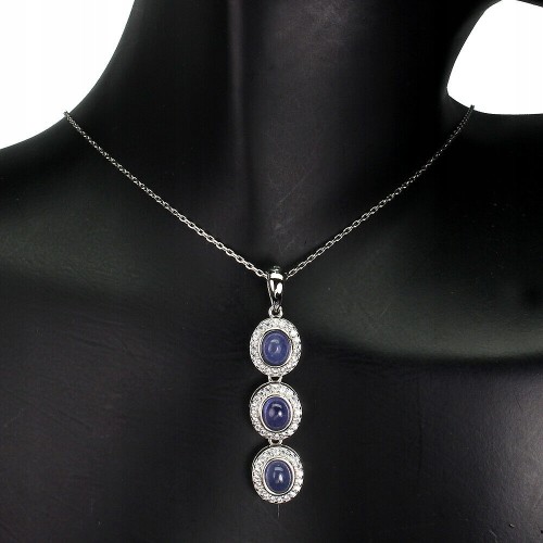 Silberkette mit natürlichen Tansanit Zirkonia 925