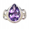 Ring aus Sterlingsilber Größe 17 mit natürlichen Amethyst Saphiren