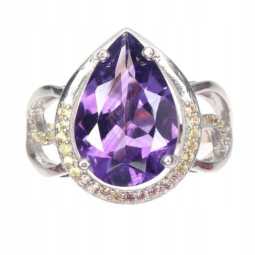 Ring aus Sterlingsilber Größe 17 mit natürlichen Amethyst Saphiren