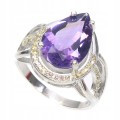 Ring aus Sterlingsilber Größe 17 mit natürlichen Amethyst Saphiren