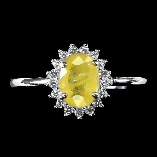 Silberring natürlicher gelber Saphir Größe 14,5