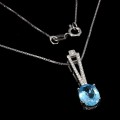 Zarte Halskette aus Swiss Blue Topas aus 925er Silber