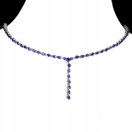 Wunderschöne Halskette aus 925er Sterlingsilber mit natürlichen Amethysten